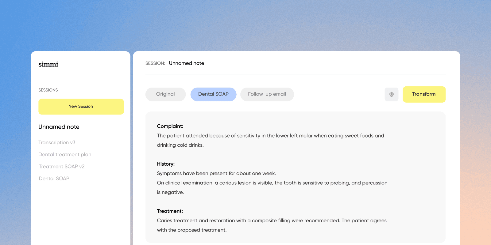 Simmi interface slide 2